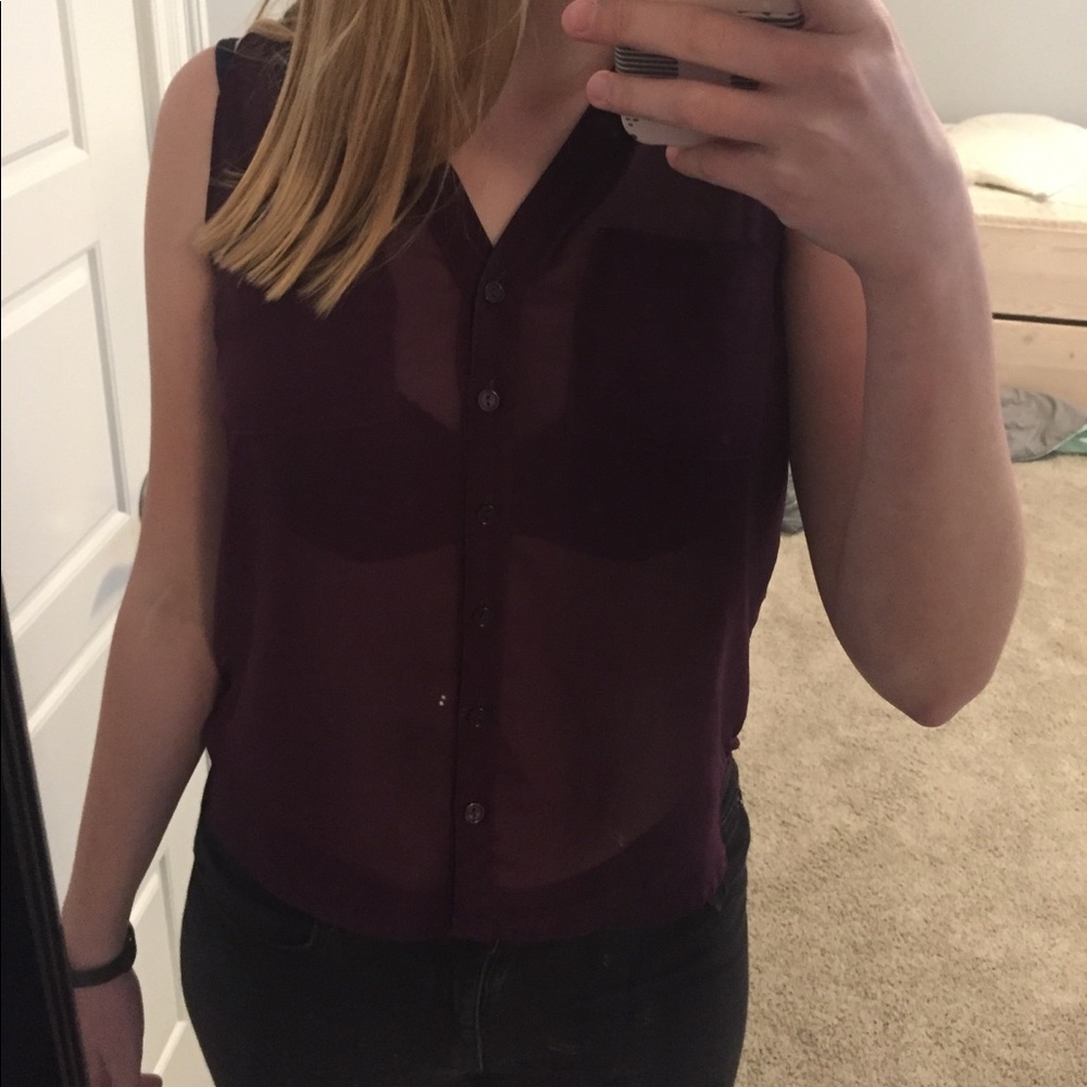 See-Through Purple Button Up